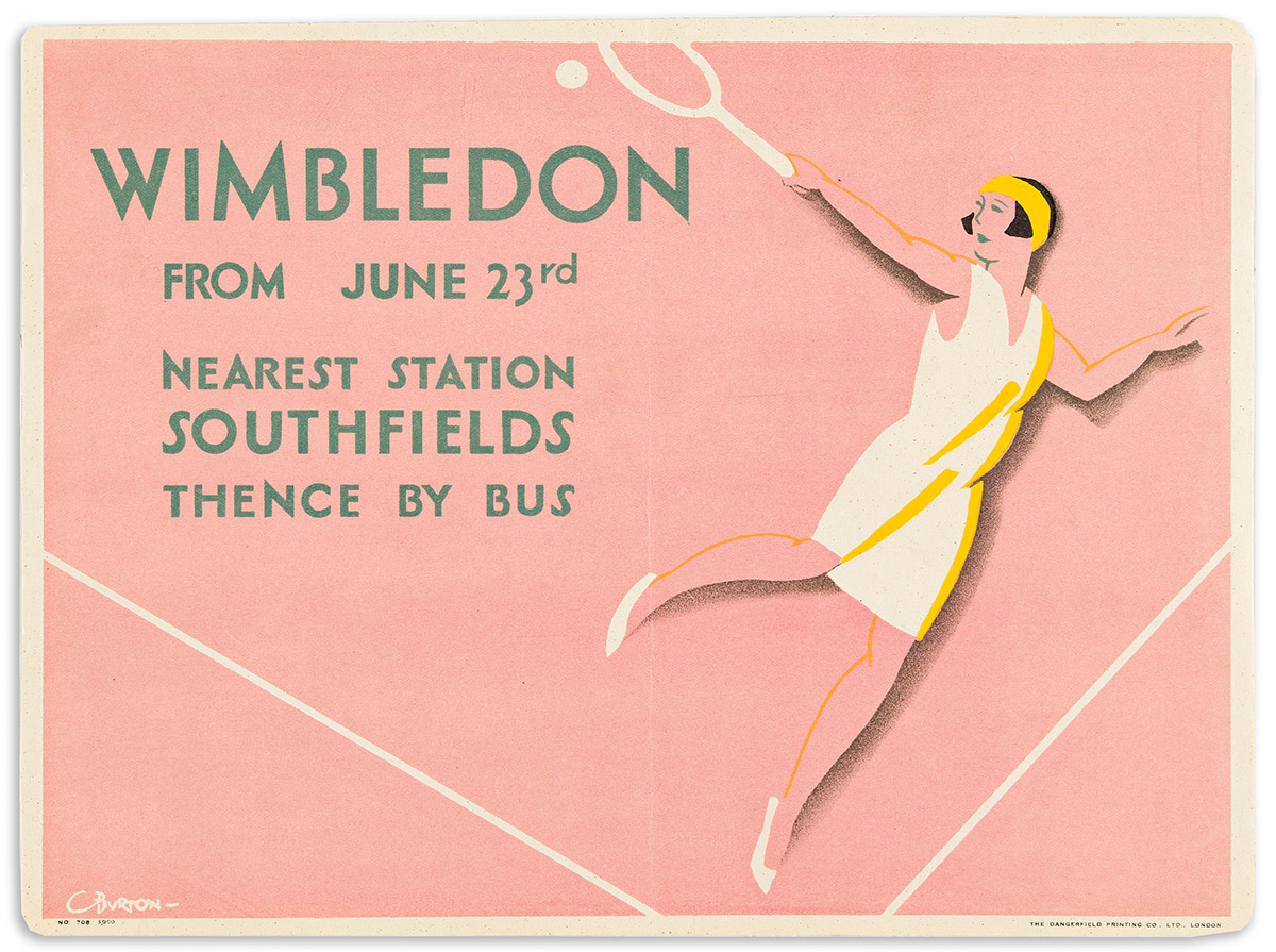 CHARLES BURTON (1882-?). WIMBLEDON FROM JUNE 23RD. 1930. 9½x13 inches, 24¼x33 cm. The Dangerfield Printing Co., Ltd., London.
